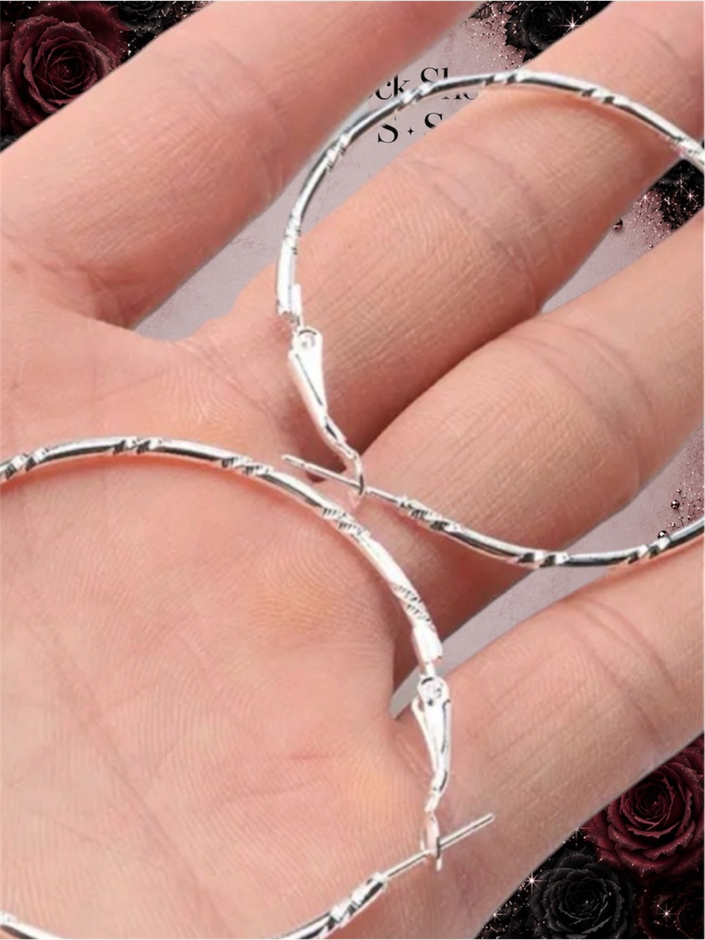 💝 New Alloy Plated Silver Simple Large Circle Round Big Hoop Earrings 50mm - Picture 3 of 6